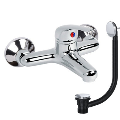 Bubly Bathrooms Chrome Bathroom Bath Filler Mixer Tap With Matching Chrome WasteWall Mounted from B&Q