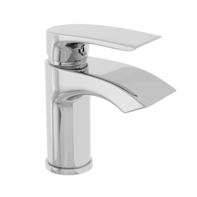 Bubly Bathrooms Chrome Sleek Waterfall Basin Tap Mono Mixer FaucetSolid Brass Deck Mounted from B&Q
