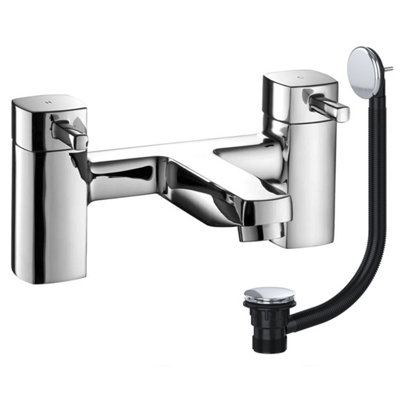 Bubly Bathrooms Chrome Square Bath Filler Mixer Tap With Matching Chrome WasteBath Mounted from B&Q
