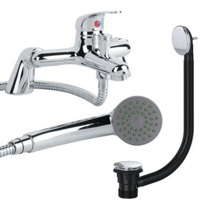 Bubly Bathrooms Chrome Single Lever Bath Shower Mixer Tap With Matching Bath WasteBath Mounted from B&Q