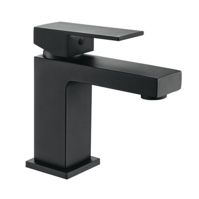 Bubly Bathrooms Modern Matt Black Square Bathroom Basin Sink Mono Mixer TapSolid Brass Deck Mounted from B&Q