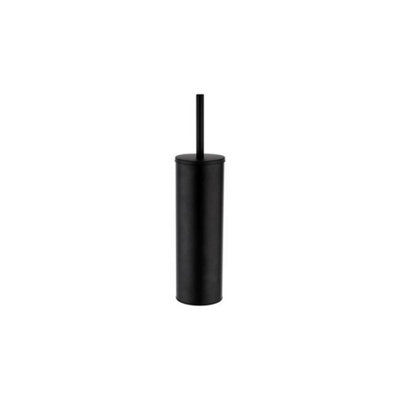 Bubly Bathrooms Nero Round Matt Black Wall Mounted Toilet Brush & HolderMild Steel Modern Design from B&Q