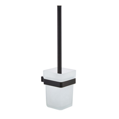 Bubly Bathrooms Matt Black Toilet Brush SetWall Mounted Modern Design from B&Q