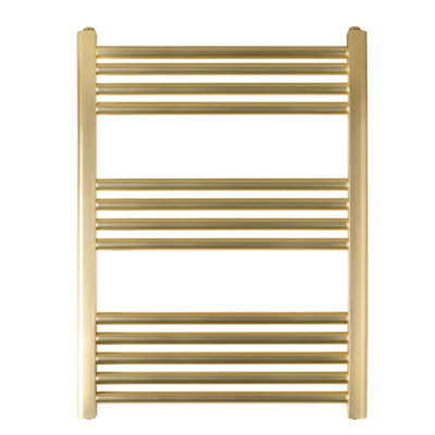 Bubly Bathrooms Brushed Brass Dual Fuel Towel Radiator800X600mm Ladder Rail For Luxury Bathrooms from B&Q