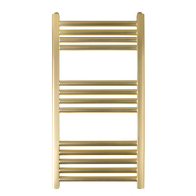 Bubly Bathrooms Brushed Brass Dual Fuel Towel Radiator800X400mm Vertical Ladder Rail For Bathrooms from B&Q