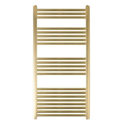 Bubly Bathrooms Luxury Brushed Brass Dual Fuel Towel Radiator1200X600mm Ladder Rail For Modern Bathrooms from B&Q