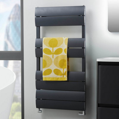 Bubly Bathrooms Modern Anthracite Flat Panel Towel Radiator500X1000mm Dual Fuel Bathroom Towel Warmer from B&Q