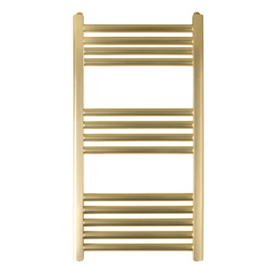 Bubly Bathrooms Brushed Brass 1200X400mm Vertical Towel Radiator Ladder Rail Dual Fuel Compatible from B&Q