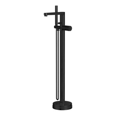 Bubly Bathrooms Koko Matt Black Freestanding Bath Shower Mixer Tap With Fluted Handles & Shower Kit from B&Q