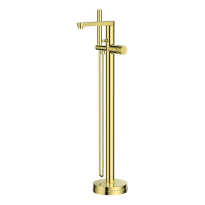 Bubly Bathrooms Koko Freestanding Bath Shower Mixer Tap With Handheld ShowerBrushed Brass Finish from B&Q