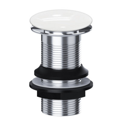 Bubly Bathrooms Premium Chrome Basin Clicker Waste With White Porcelain Mushroom HeadUnslotted from B&Q
