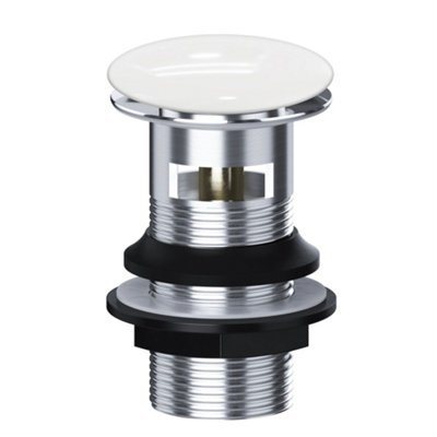 Bubly Bathrooms Premium Chrome Slotted Clicker Waste With Porcelain Mushroom Head For Basin Sinks from B&Q