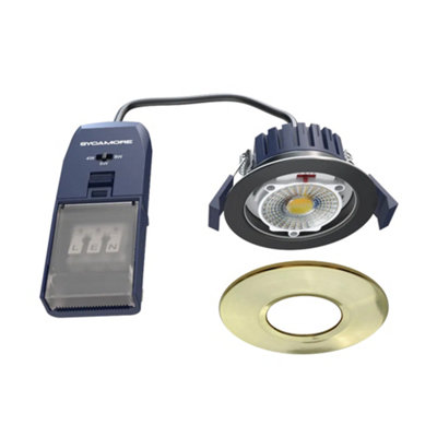 Bubly Bathrooms Sycamore Riga Led Downlight Gold Bezel Ip65 Fire Rated 70mm Cut Out Dimmable Tunable White from B&Q
