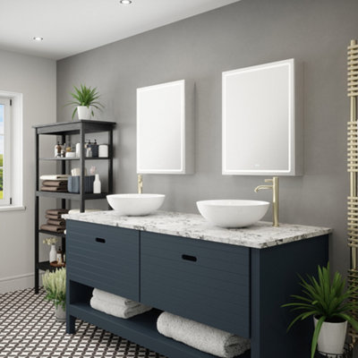 Bubly Bathrooms Athena Illuminated Led Bathroom Mirror Cabinet With Tunable White LightDemister & Shaver Socket50X70Cm from B&Q