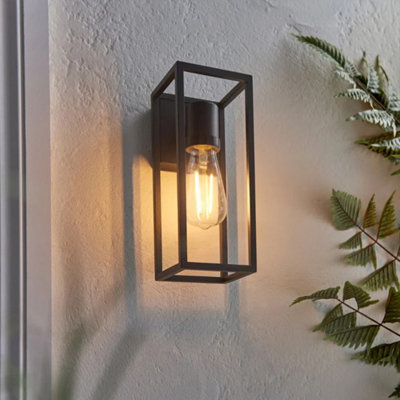 Bubly Bathrooms Herbert Black Modern Bathroom Wall LightE27 Led CompatibleIp44 Aluminium Frame from B&Q