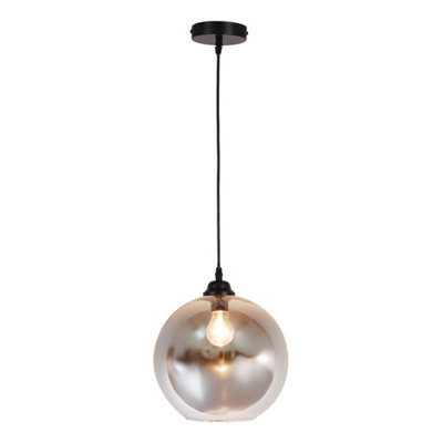 Bubly Bathrooms Hudson E27 Ip44 Chrome Smoked Glass Pendant Light With Adjustable Drop For Bathrooms & Kitchens from B&Q