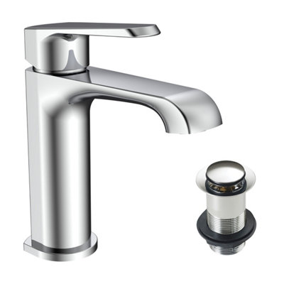 Bubly Bathrooms Lunaris Chrome Mono Basin Mixer TapDeck Mounted With Unslotted Basin Waste For Modern Bathrooms from B&Q