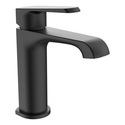 Bubly Bathrooms Lunaris Matt Black Mini Mono Basin Mixer Tap For Compact BasinsDeck MountedModern from B&Q