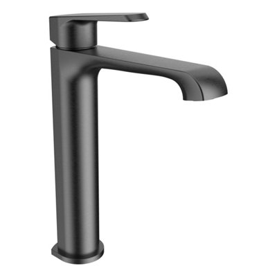 Bubly Bathrooms Lunaris Gunmetal Tall Mono Basin Mixer TapDeck MountedContemporary Design For Countertop Basins from B&Q