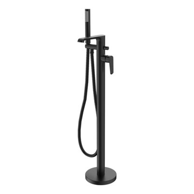 Bubly Bathrooms Premium Lunaris Matt Black Freestanding Bath Shower Mixer Tap With Handset from B&Q