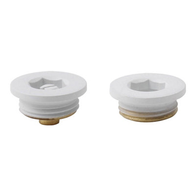 Bubly Bathrooms Matt White Manual Radiator Air Vent & Blanking Plug Set1/2" Bsp ThreadDurable Brass Diy Kit from B&Q