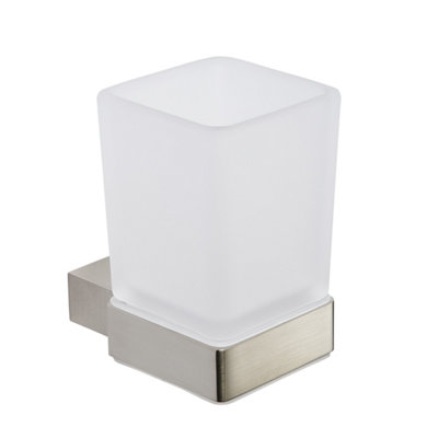 Bubly Bathrooms Premium Brushed Nickel Tumbler HolderWall Mounted Bathroom Cup Holder from B&Q