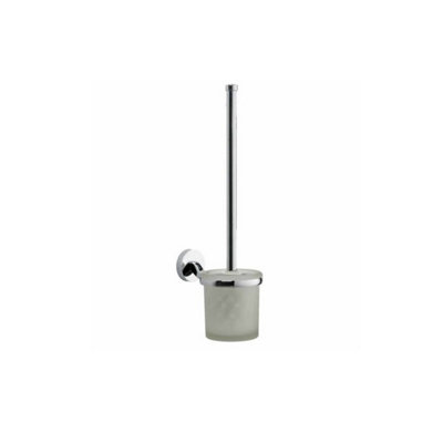 Bubly Bathrooms Chrome Plan Toilet Brush & HolderWall Mounted Mild Steel Gloss Finish Modern Design from B&Q