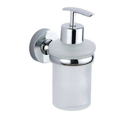 Bubly Bathrooms Chrome Plan Soap Dispenser & HolderWall Mounted Mild Steel Gloss Finish Modern Design from B&Q