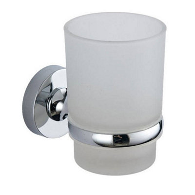 Bubly Bathrooms Chrome Plan Tumbler & HolderWall Mounted Mild Steel Gloss Finish Modern Design from B&Q