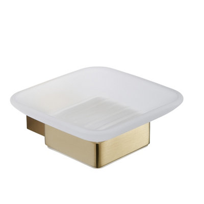Bubly Bathrooms Brushed Brass Soap Dish HolderWall-Mounted Bathroom Accessory from B&Q