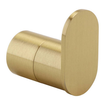 Bubly Bathrooms Brushed Brass Robe HookModern Wall Mounted Gloss Finish from B&Q