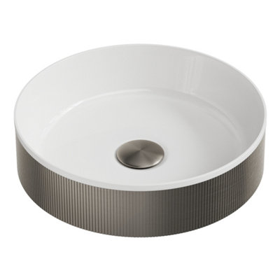Bubly Bathrooms Koko Fluted Gunmetal Countertop Basin With Matching WasteDurable Polymarble & SteelDia360mm from B&Q