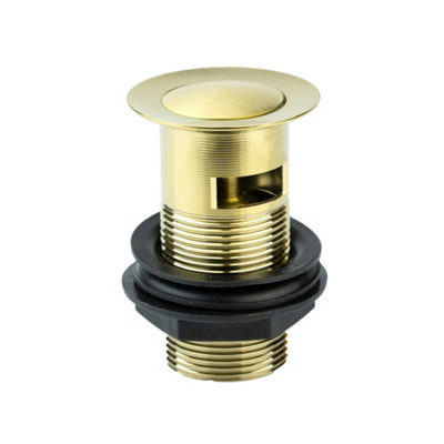 Bubly Bathrooms Brushed Brass Slotted Basin Waste Click Clack Plug from B&Q
