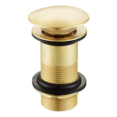 Bubly Bathrooms Brushed Brass Full Cover Unslotted Bathroom Basin Sink Waste from B&Q