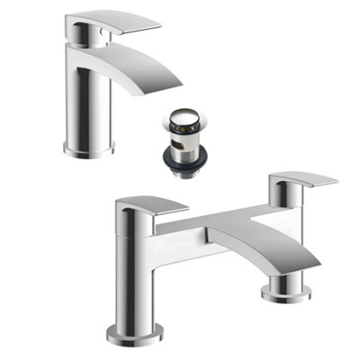 Bubly Bathrooms Modern Chrome Waterfall Bath Filler Mixer Tap Bathroom Round from B&Q