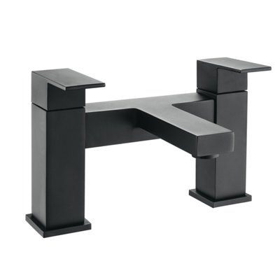 Bubly Bathrooms Form Matt Black Square Bath Filler Mixer Tap Lever Action from B&Q