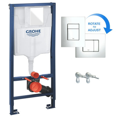 Bubly Bathrooms Grohe 1.13M Concealed Frame Cistern & Plate 3-In-1 Set38772001 from B&Q