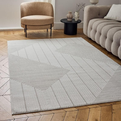 The Rugs Carmel Cream/beige Geometric Design Area Rug And Runner Non SheddingStain ResistantSoft from B&Q