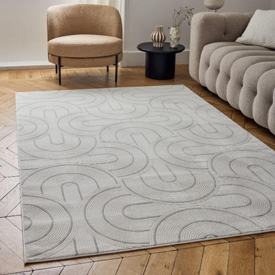 The Rugs Carmel Cream/grey Geometric Area Rug And Runner Non SheddingStain ResistantSoft from B&Q