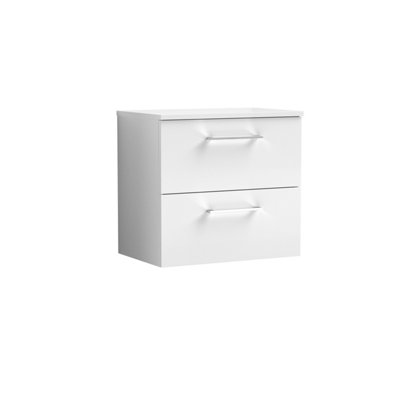 Balterley Bramshall Modern Bathroom 600mm Wall Hung 2 Soft Close Drawer Vanity Unit With Worktop539 X 605 X 383mmGloss White from B&Q