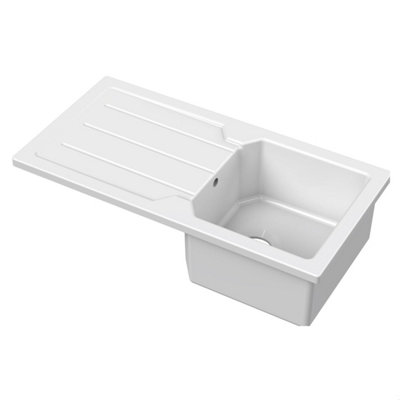 Balterley Unisex White Compact Single Bowl Countertop Sink 865X435mm In Small - Image 2
