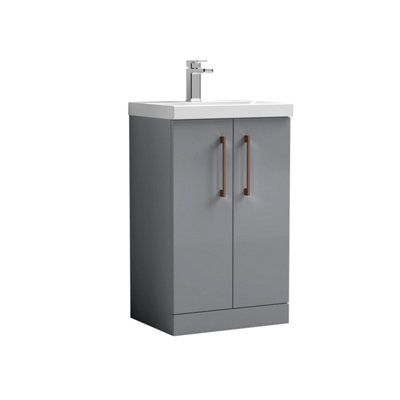 Balterley Bramshall Modern Bathroom 2 Soft Close Door & Mid-Edge Vanity Unit BasinSatin Grey500mm from B&Q