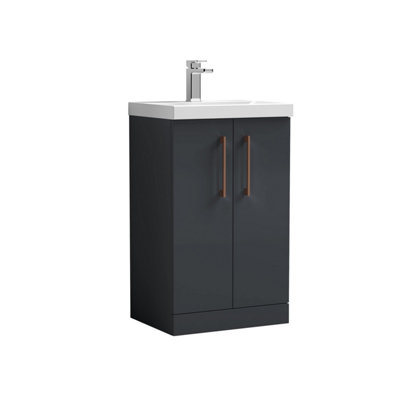 Balterley Bramshall Modern Bathroom 2 Soft Close Door & Mid-Edge Vanity Unit BasinDark Grey500mm from B&Q