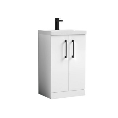 Balterley Bramshall Modern Bathroom 2 Soft Close Door & Mid-Edge Vanity Unit BasinGloss White,500 mm from B&Q