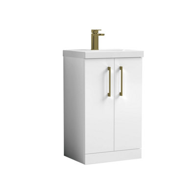 Balterley Bramshall Modern Bathroom 2 Soft Close Door & Mid-Edge Vanity Unit BasinGloss White500mm from B&Q