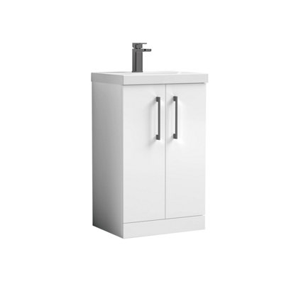 Balterley Bramshall Modern Bathroom 2 Soft Close Door & Mid-Edge Vanity Unit BasinGloss White500mm from B&Q