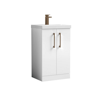 Balterley Bramshall Modern Bathroom 2 Soft Close Door & Mid-Edge Vanity Unit BasinGloss White500mm from B&Q