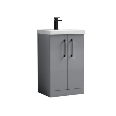 Balterley Bramshall Modern Bathroom 2 Soft Close Door & Mid-Edge Vanity Unit BasinSatin Grey500mm from B&Q