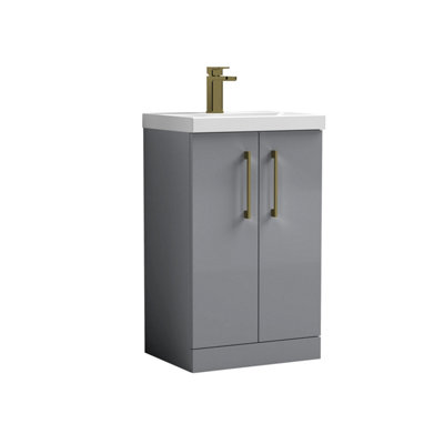 Balterley Bramshall Modern Bathroom 2 Soft Close Door & Mid-Edge Vanity Unit BasinSatin Grey500mm from B&Q