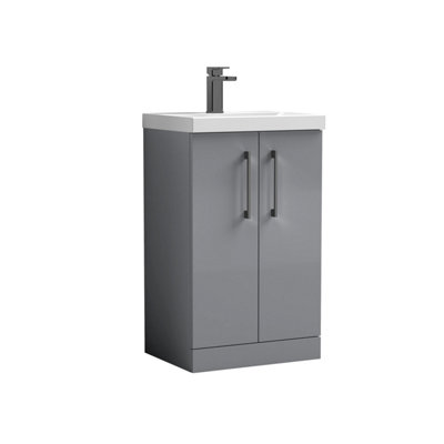 Balterley Bramshall Modern Bathroom 2 Soft Close Door & Mid-Edge Vanity Unit BasinSatin Grey500mm from B&Q